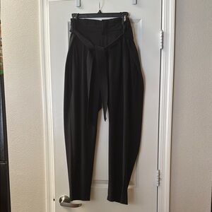 Black High-Waisted Trousers with Belt—Athleta